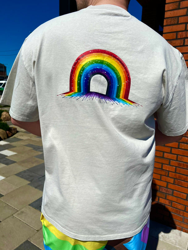 Rainbow Portal - Oversized Faded T-Shirt